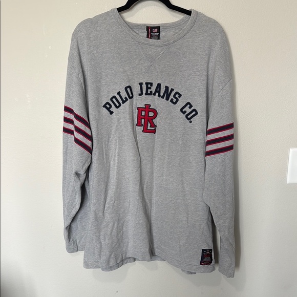 Vintage Ralph Lauren Crew Neck Mens XXL Grey Rugby Polo Jeans Company PGC EUC - Picture 1 of 10